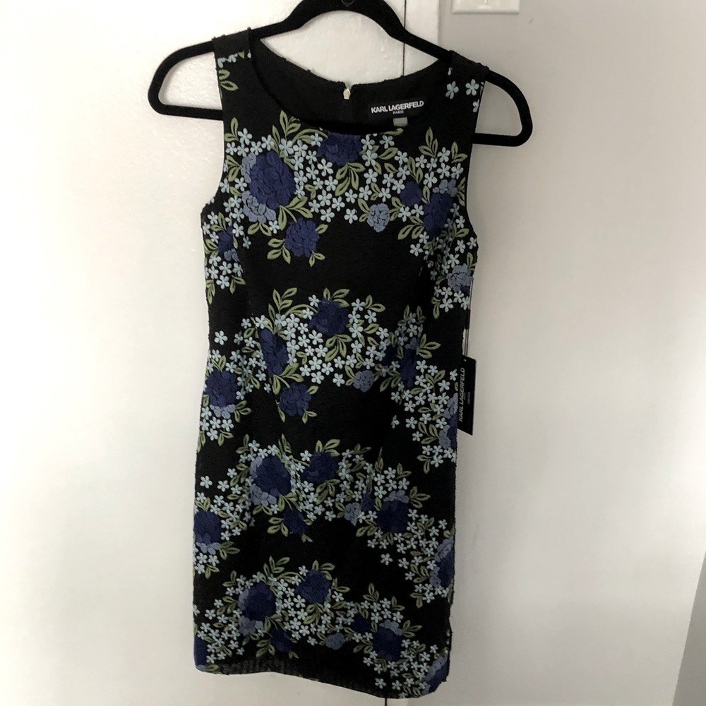 Embroidered Black Karl Lagerfeld sheath dress